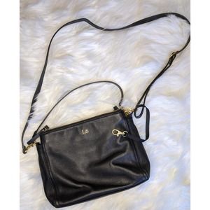Lo & Sons Pearl Crossbody, Black Nappa w/ Lavender